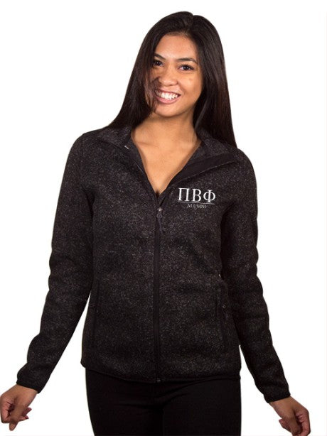 Pi Beta Phi Embroidered Ladies Sweater Fleece Jacket with Custom Text