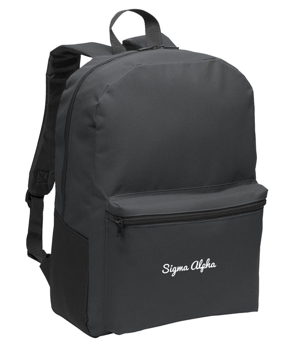 Sigma Alpha Cursive Embroidered Backpack