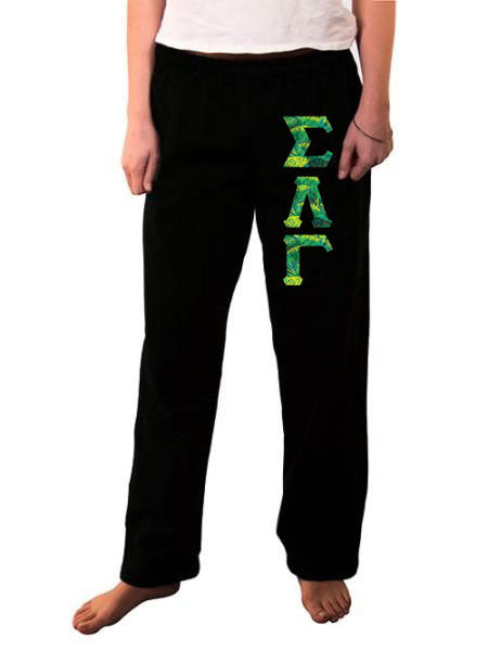 Sigma Lambda Gamma Open Bottom Sweatpants with Sewn-On Letters