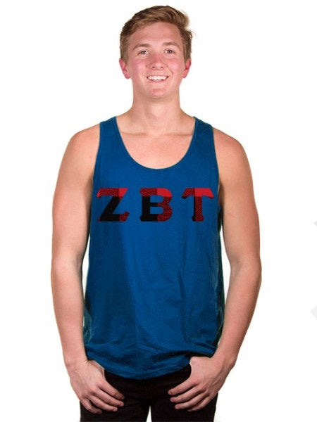 Zeta Beta Tau Lettered Tank Top with Sewn-On Letters