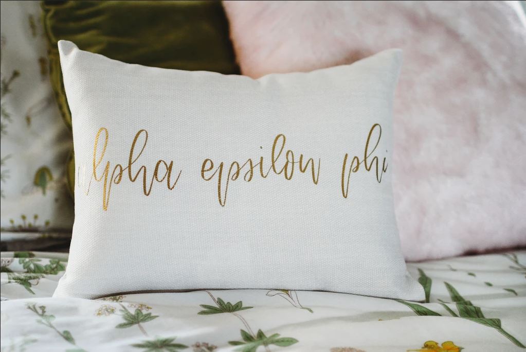 Alpha Epsilon Phi Gold Print Throw Pillow