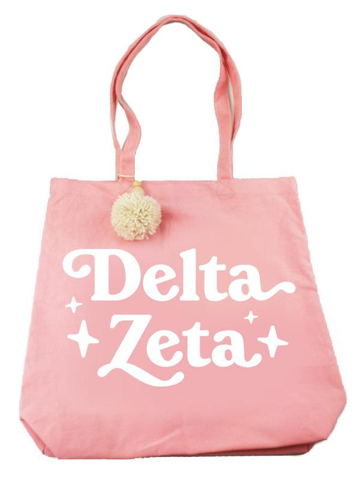 Delta Zeta Retro Pom Pom Tote Bag
