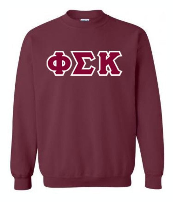 Phi Sigma Kappa Crewneck Sweatshirt with Sewn-On Letters