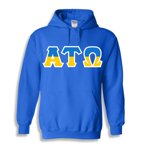 Alpha Tau Omega Two Toned Lettered Hooded Sweatshirt