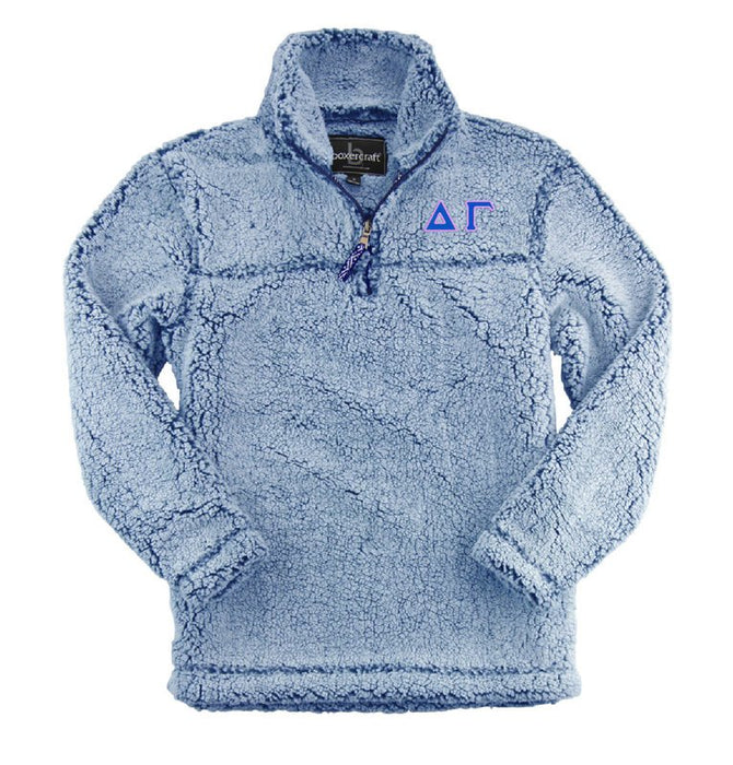 Delta Gamma Embroidered Sherpa Quarter Zip Pullover