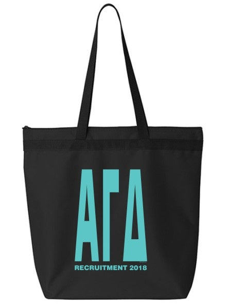 Alpha Gamma Delta Impact Letters Zippered Poly Tote