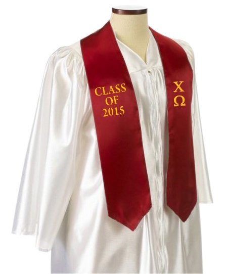 Chi Omega Classic Colors Embroidered Grad Stole