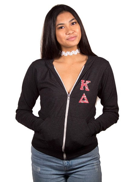 Kappa Delta Unisex Triblend Lightweight Hoodie with Sewn-On Letters