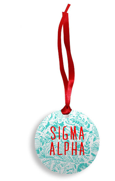 Sigma Alpha Floral Pattern Sunburst Ornament