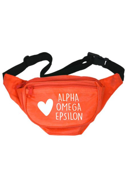 Alpha Omega Epsilon Heart Fanny Pack
