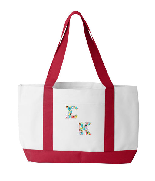 Sigma Kappa 2-Tone Boat Tote with Sewn-On Letters