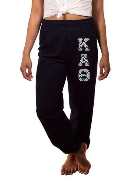 Kappa Alpha Theta Sweatpants with Sewn-On Letters