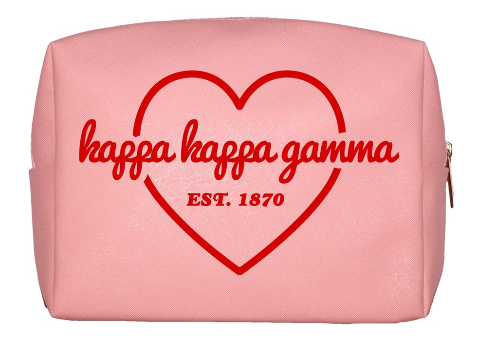 Kappa Kappa Gamma Pink w/Red Heart Makeup Bag