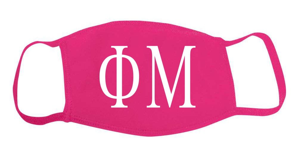 Phi Mu Face Mask With Big Greek Letters