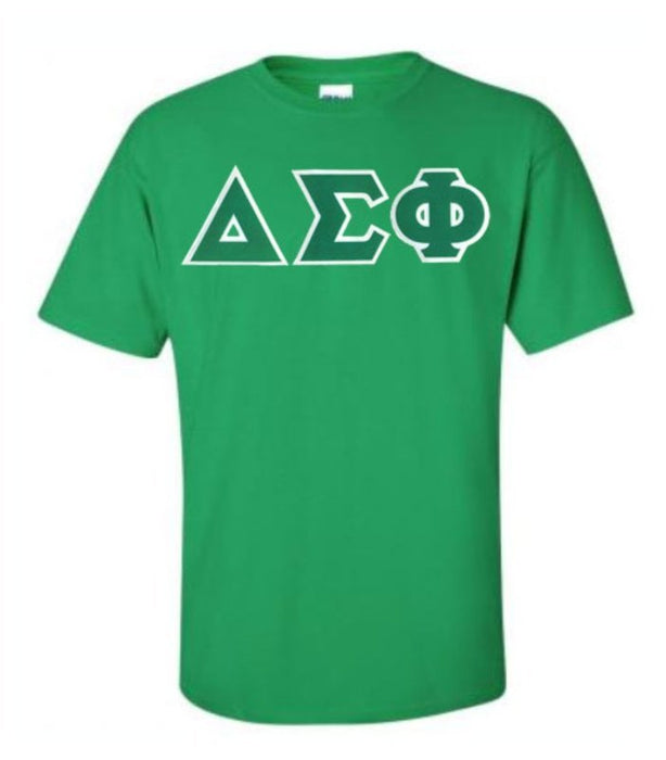 Delta Sigma Phi Short Sleeve Crew Shirt with Sewn-On Letters