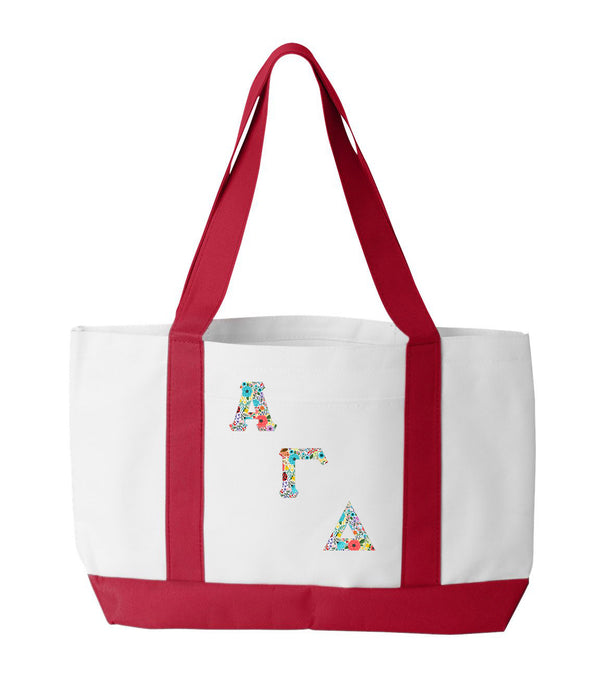 Alpha Gamam Delta 2-Tone Boat Tote with Sewn-On Letters