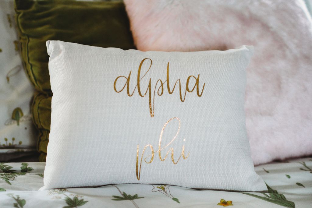 Alpha Phi Gold Print Throw Pillow