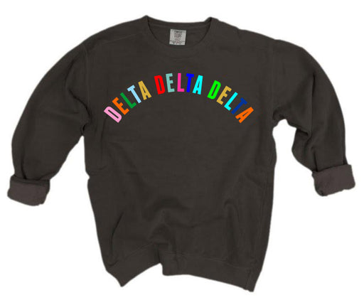 Delta Delta Delta Comfort Colors Over the Rainbow Sorority Sweatshirt