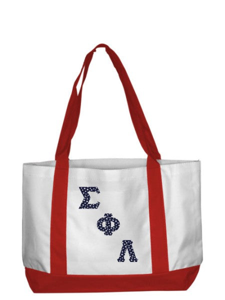 Sigma Phi Lambda 2-Tone Boat Tote with Sewn-On Letters