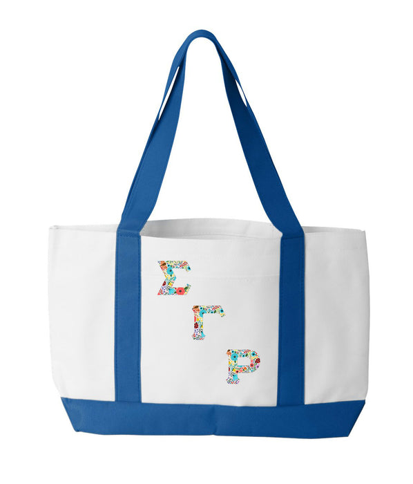 Sigma Gamam Rho 2-Tone Boat Tote with Sewn-On Letters