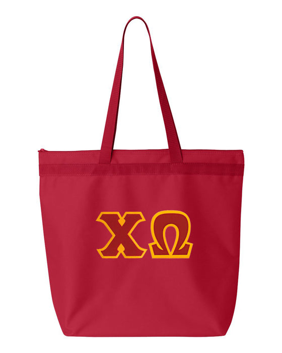 Chi Omega Greek Lettered Game Day Tote