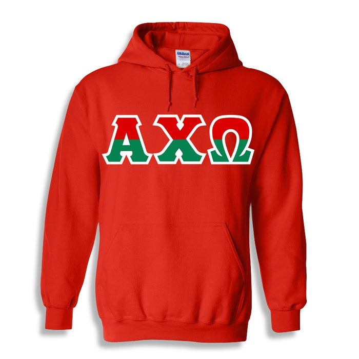 Alpha Chi Omega Two Toned Lettered Hooded Sweatshirt