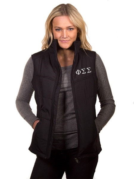 Phi Sigma Sigma Embroidered Ladies Puffy Vest