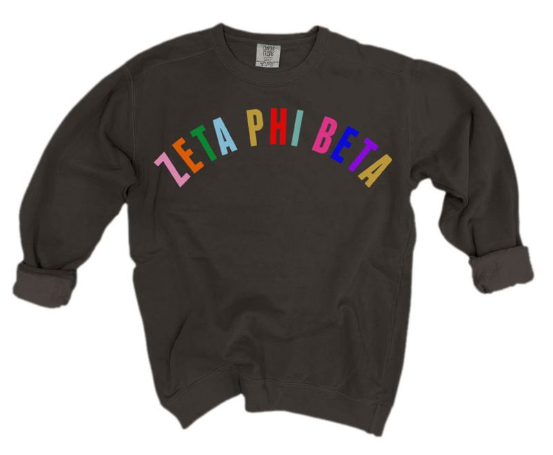 Zeta Phi Beta Comfort Colors Over the Rainbow Sorority Sweatshirt