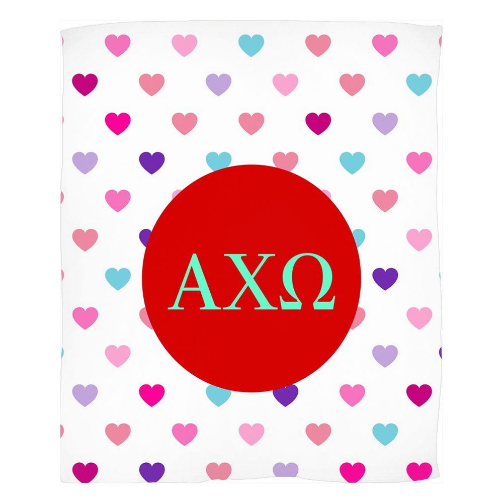 Alpha Chi Omega Hearts Fleece Blankets Alpha Chi Omega Hearts Fleece Blankets