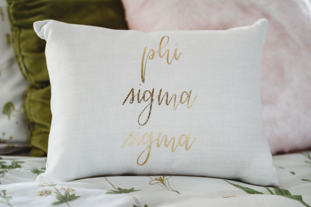 Phi Sigma Sigma Gold Print Throw Pillow