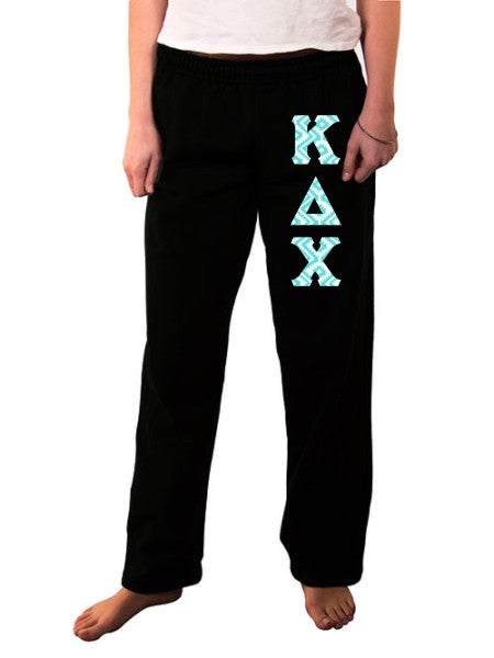 Kappa Delta Chi Open Bottom Sweatpants with Sewn-On Letters