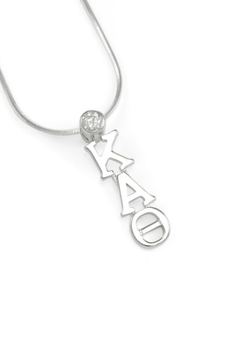 Kappa Alpha Theta Sterling Silver Lavaliere Pendant with Clear Swarovski Crystal