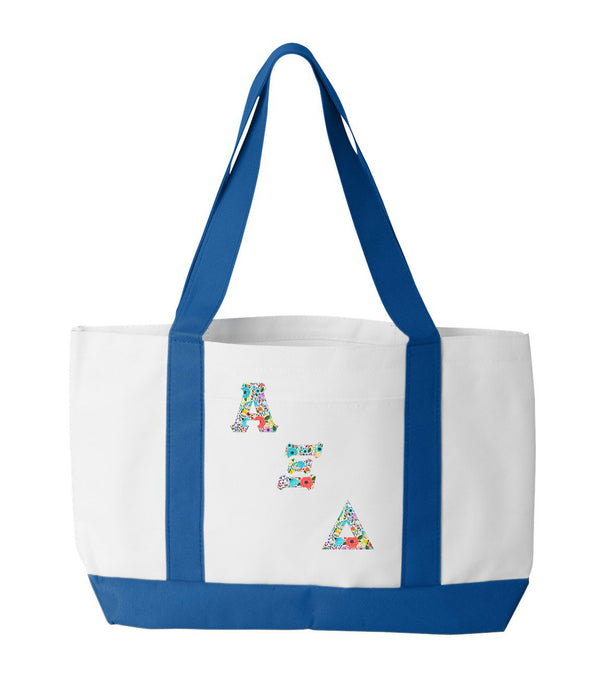 Alpha Xi Delta 2-Tone Boat Tote with Sewn-On Letters