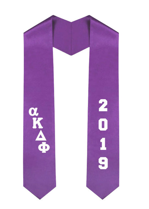 Alpha Kappa Delta Phi Slanted Grad Stole with Letters & Year