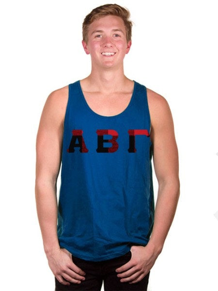 Fraternity Lettered Tank Top with Sewn-On Letters