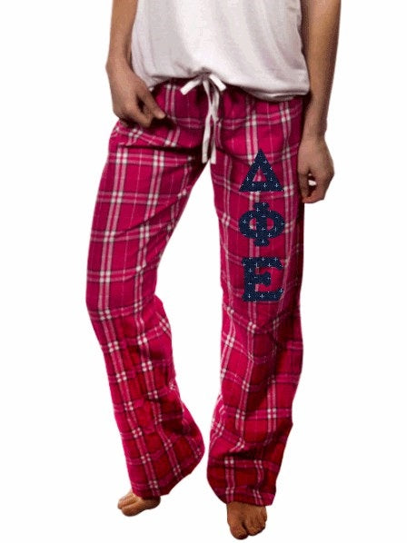 Delta Phi Epsilon Pajama Pants with Sewn-On Letters