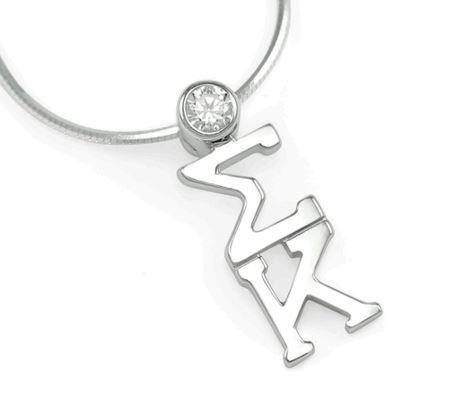 Sigma Kappa Sterling Silver Lavaliere Pendant with Swarovski Crystal