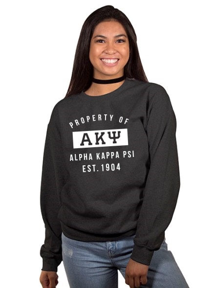 Alpha Kappa Psi Property of Crewneck Sweatshirt — GreekU