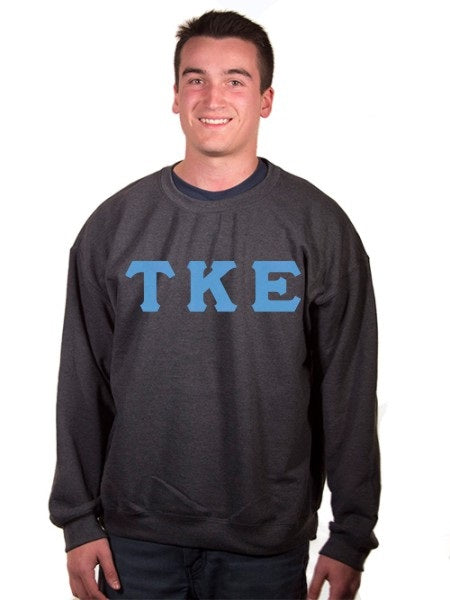 Tau Kappa Epsilon Crewneck Sweatshirt with Sewn-On Letters