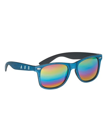 Alpha Omicron Pi Woodtone Malibu Oz Letters Sunglasses