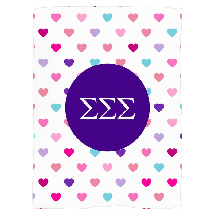 Sigma Sigma Sigma Hearts Fleece Blankets Sigma Sigma Sigma Hearts Fleece Blankets