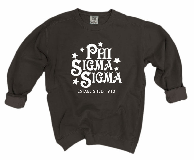 Phi Sigma Sigma Comfort Colors Custom Stars Sorority Sweatshirt