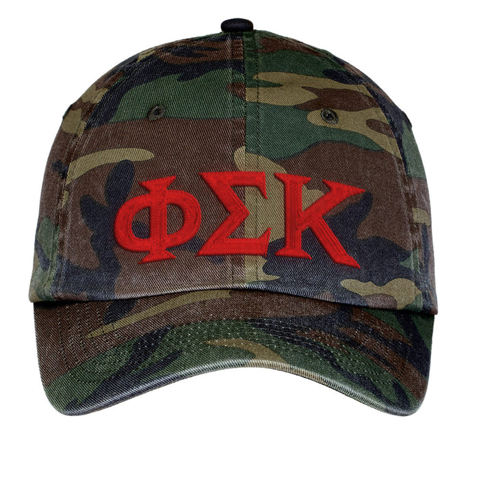 Phi Sigma Kappa Letters Embroidered Camouflage Hat