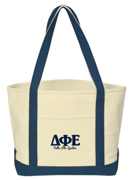 Delta Phi Epsilon Layered Letters Boat Tote