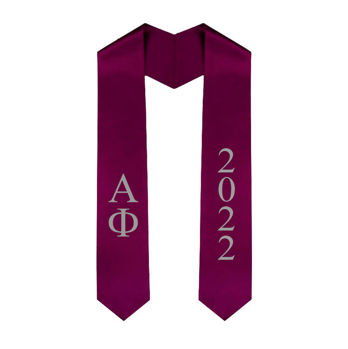 Alpha Phi Vertical Grad Stole with Letters & Year
