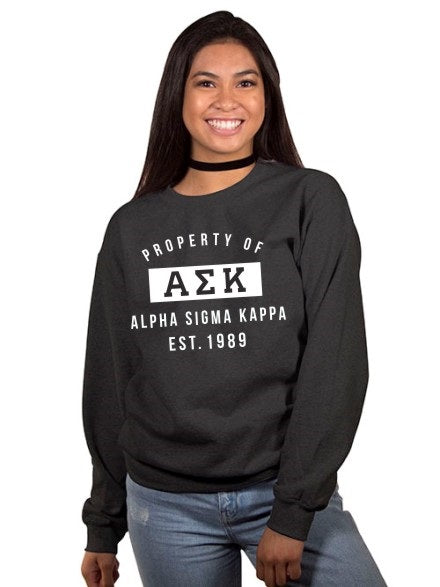 Alpha Sigma Kappa Property of Crewneck Sweatshirt