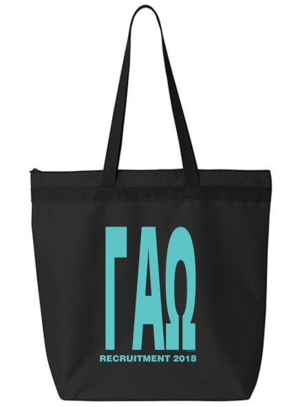 Gamma Alpha Omega Impact Letters Zippered Poly Tote