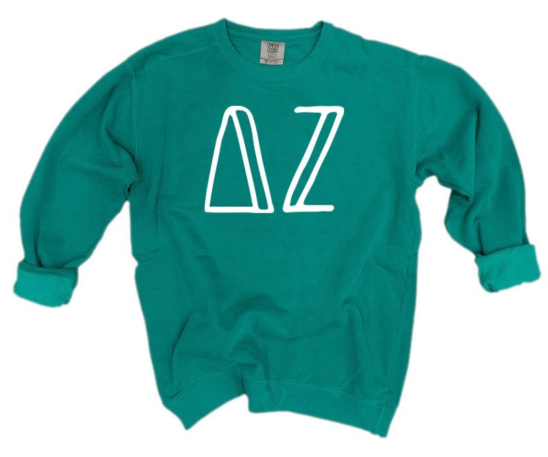 Delta Zeta Comfort Colors Greek Letter Sorority Crewneck Sweatshirt