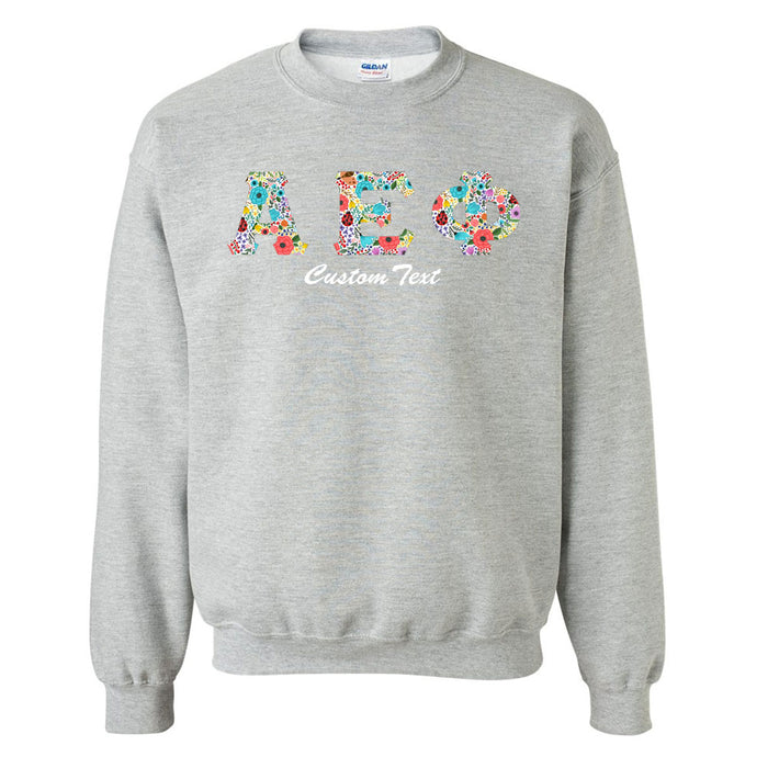 Alpha Epsilon Phi Crewneck Letters Sweatshirt with Custom Embroidery