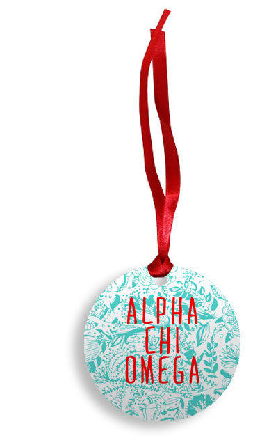 Alpha Chi Omega Floral Pattern Sunburst Ornament